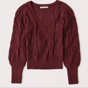Abercrombie & Fitch Womens Chucky Bobble Textured Puff Sleeve Sweater Medium